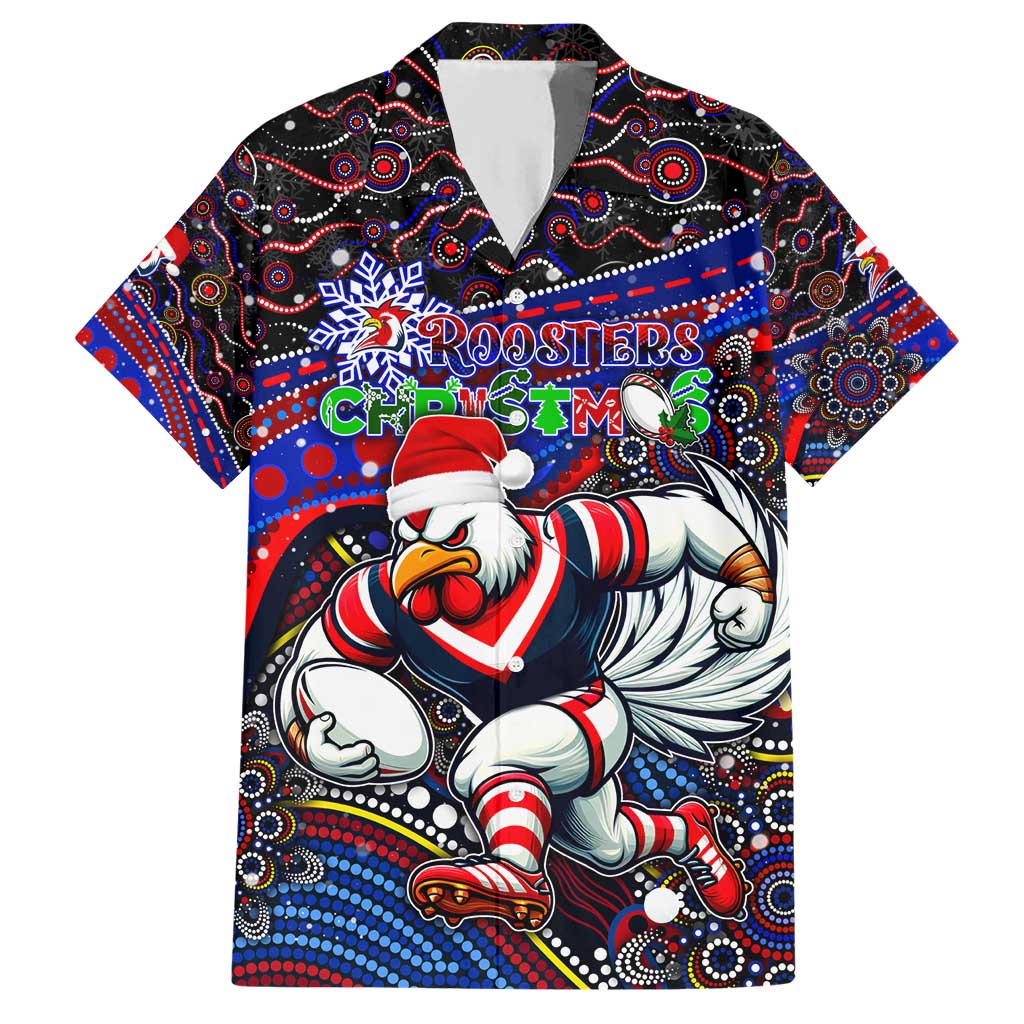 Merry Christmas Sydney Roosters Hawaiian Shirt Aboriginal Santa Rugby Mascot - Tricolours