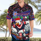 Merry Christmas Sydney Roosters Hawaiian Shirt Aboriginal Santa Rugby Mascot - Tricolours