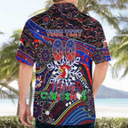 Merry Christmas Sydney Roosters Hawaiian Shirt Aboriginal Santa Rugby Mascot - Tricolours