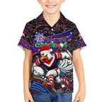 Merry Christmas Sydney Roosters Hawaiian Shirt Aboriginal Santa Rugby Mascot - Tricolours
