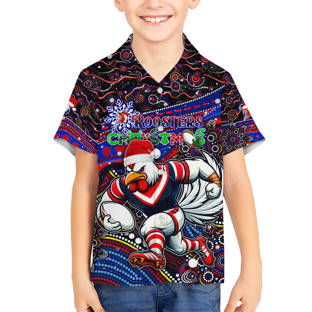 Merry Christmas Sydney Roosters Hawaiian Shirt Aboriginal Santa Rugby Mascot - Tricolours