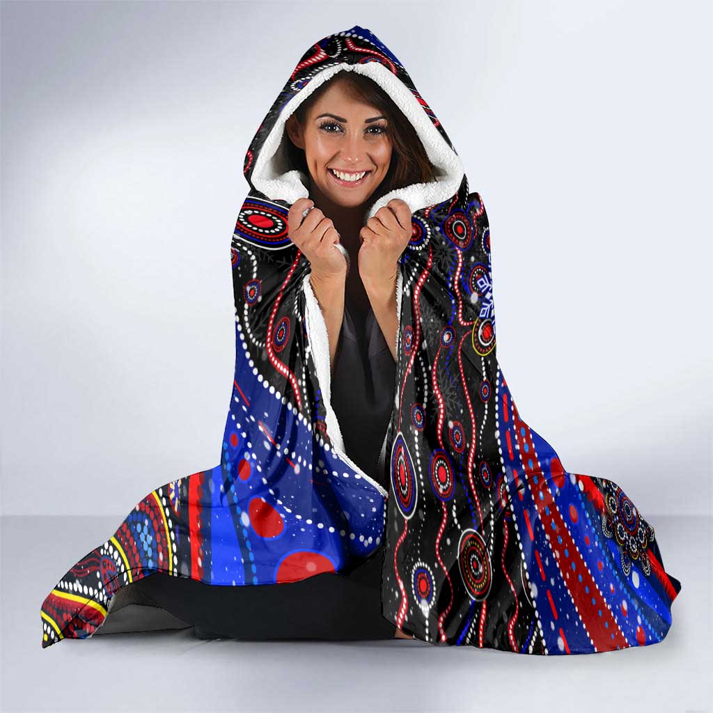 Merry Christmas Sydney Roosters Hooded Blanket Aboriginal Santa Rugby Mascot - Tricolours