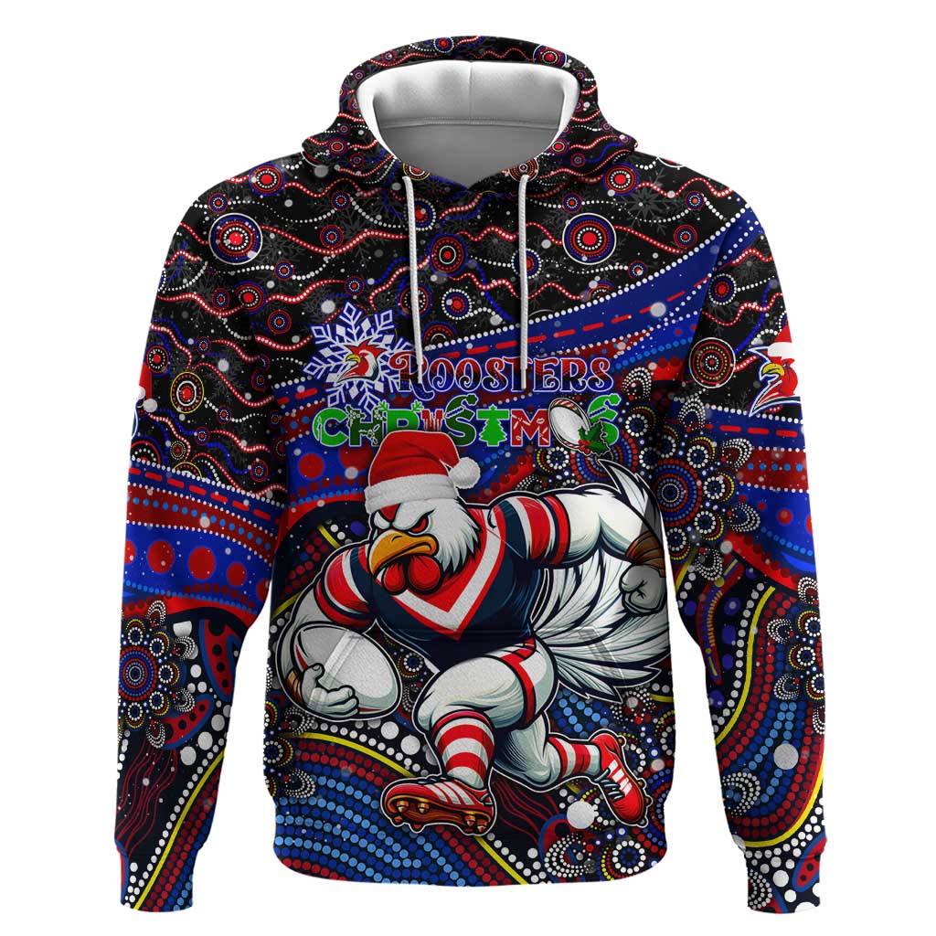 Merry Christmas Sydney Roosters Hoodie Aboriginal Santa Rugby Mascot - Tricolours