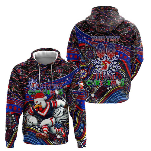 Merry Christmas Sydney Roosters Hoodie Aboriginal Santa Rugby Mascot - Tricolours