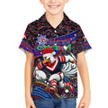 Merry Christmas Sydney Roosters Kid Hawaiian Shirt Aboriginal Santa Rugby Mascot - Tricolours