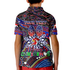 Merry Christmas Sydney Roosters Kid Polo Shirt Aboriginal Santa Rugby Mascot - Tricolours