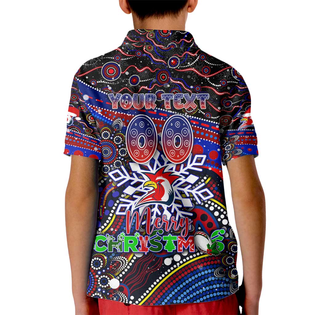 Merry Christmas Sydney Roosters Kid Polo Shirt Aboriginal Santa Rugby Mascot - Tricolours