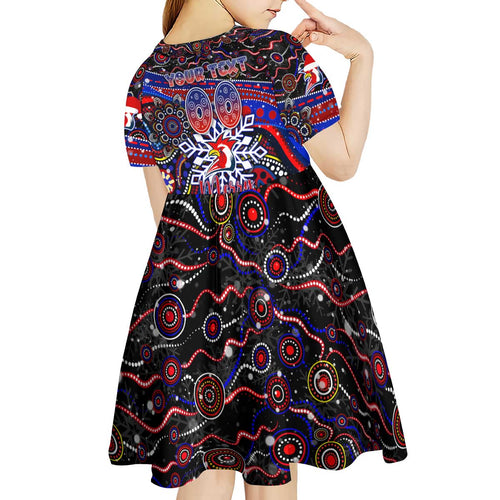 Merry Christmas Sydney Roosters Kid Short Sleeve Dress Aboriginal Santa Rugby Mascot - Tricolours