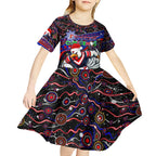 Merry Christmas Sydney Roosters Kid Short Sleeve Dress Aboriginal Santa Rugby Mascot - Tricolours