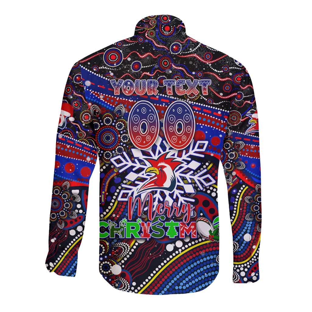 Merry Christmas Sydney Roosters Long Sleeve Button Shirt Aboriginal Santa Rugby Mascot - Tricolours