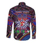 Merry Christmas Sydney Roosters Long Sleeve Button Shirt Aboriginal Santa Rugby Mascot - Tricolours