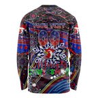 Merry Christmas Sydney Roosters Long Sleeve Shirt Aboriginal Santa Rugby Mascot - Tricolours