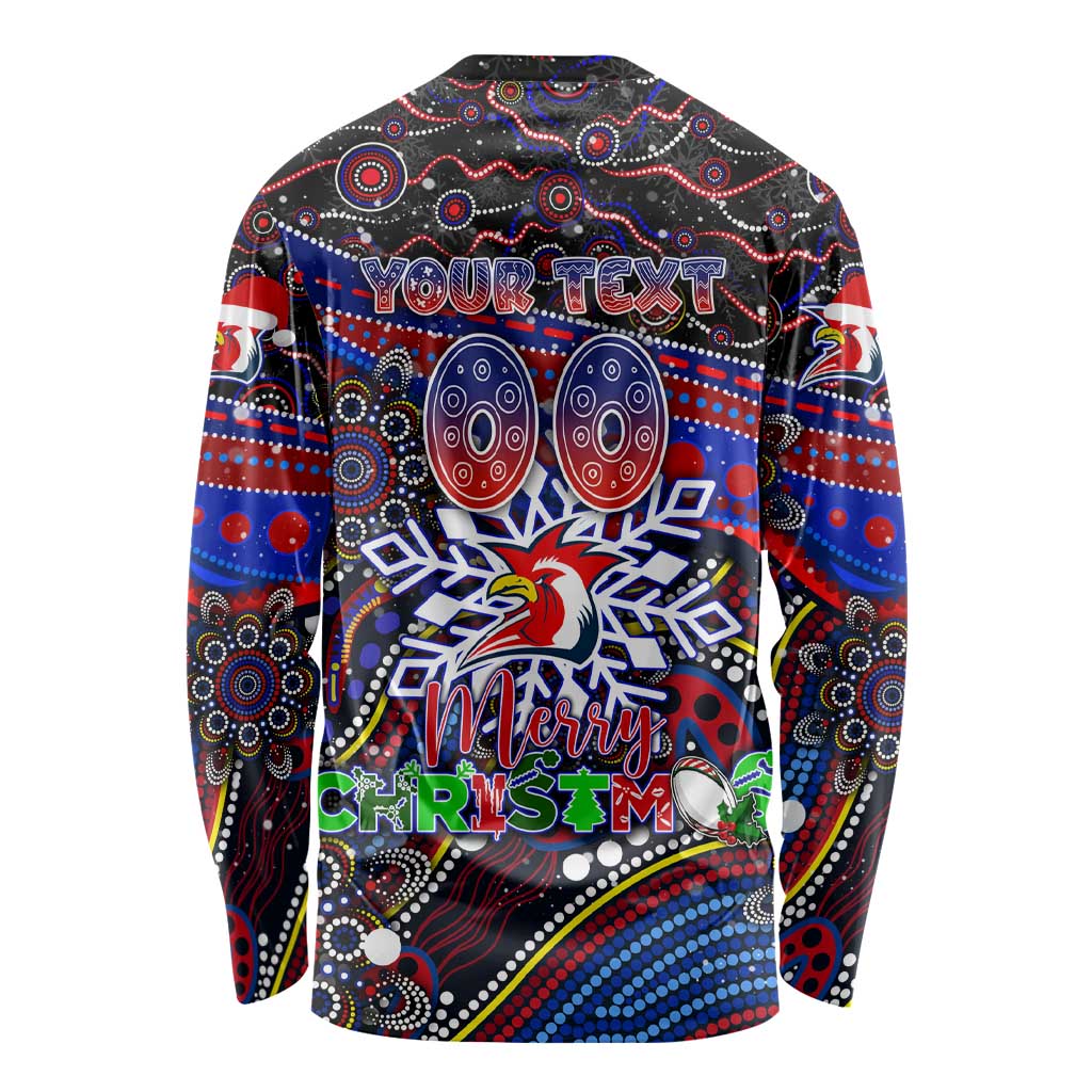 Merry Christmas Sydney Roosters Long Sleeve Shirt Aboriginal Santa Rugby Mascot - Tricolours