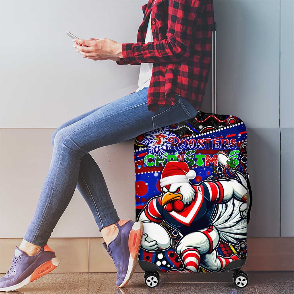Merry Christmas Sydney Roosters Luggage Cover Aboriginal Santa Rugby Mascot - Tricolours