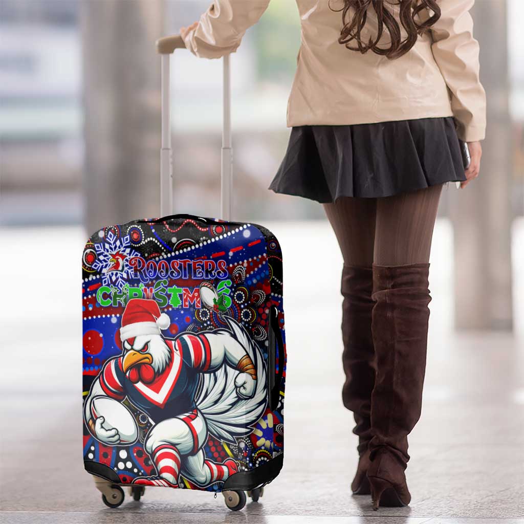 Merry Christmas Sydney Roosters Luggage Cover Aboriginal Santa Rugby Mascot - Tricolours