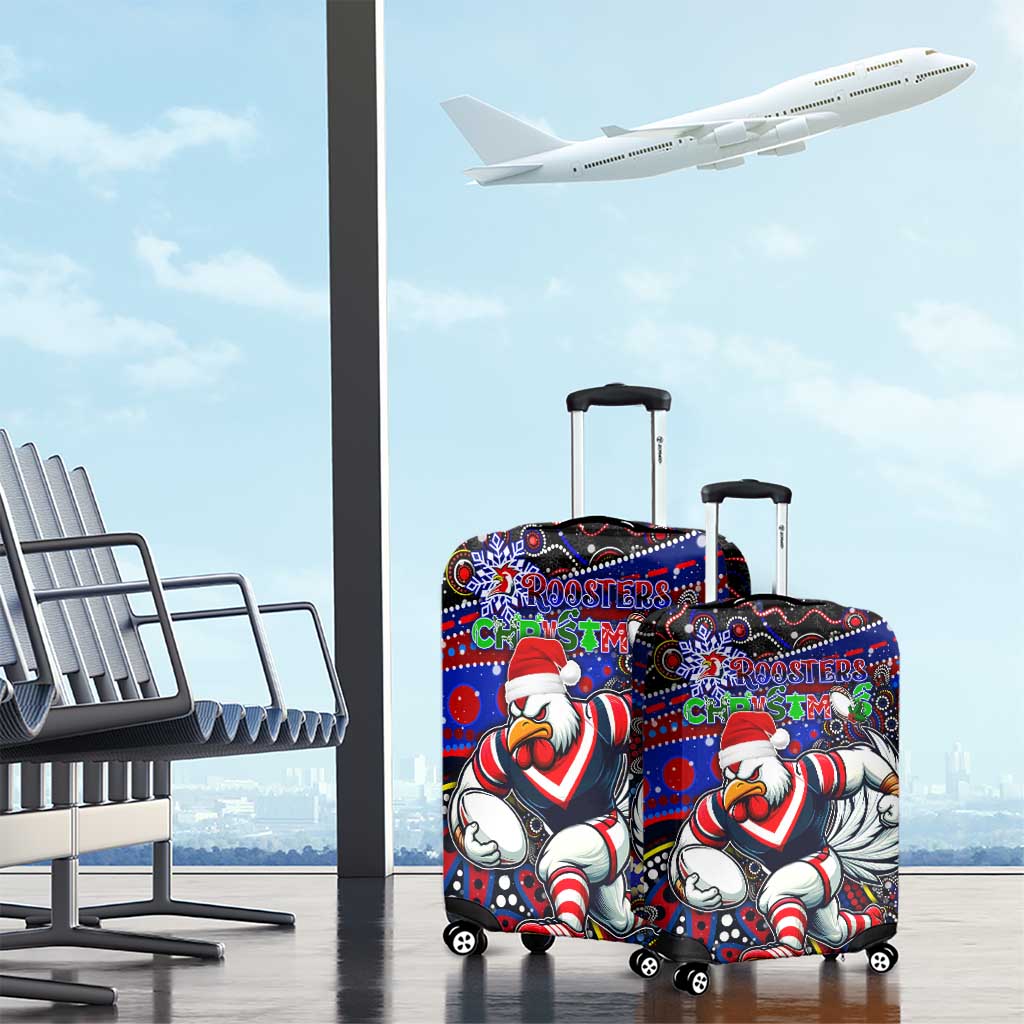 Merry Christmas Sydney Roosters Luggage Cover Aboriginal Santa Rugby Mascot - Tricolours