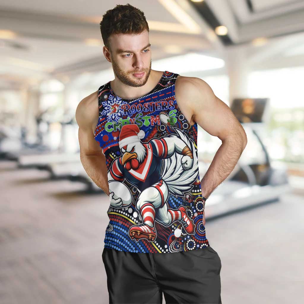 Merry Christmas Sydney Roosters Men Tank Top Aboriginal Santa Rugby Mascot - Tricolours