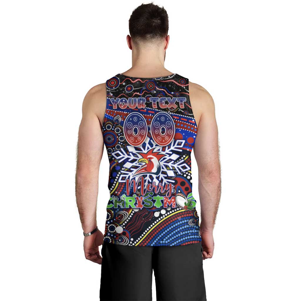 Merry Christmas Sydney Roosters Men Tank Top Aboriginal Santa Rugby Mascot - Tricolours