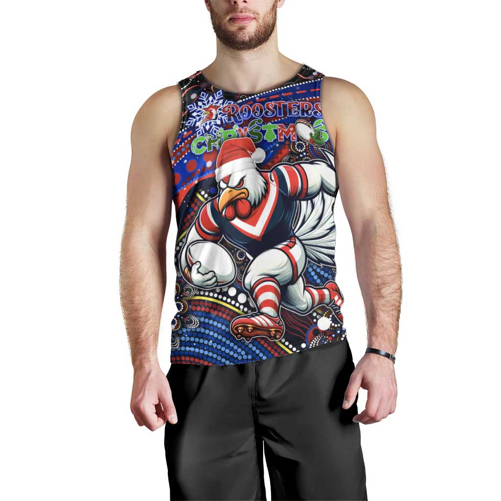 Merry Christmas Sydney Roosters Men Tank Top Aboriginal Santa Rugby Mascot - Tricolours