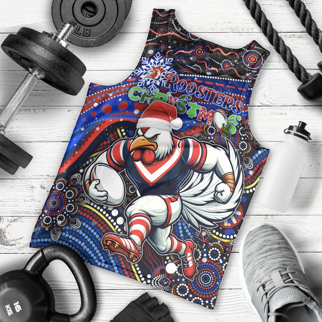 Merry Christmas Sydney Roosters Men Tank Top Aboriginal Santa Rugby Mascot - Tricolours