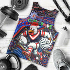 Merry Christmas Sydney Roosters Men Tank Top Aboriginal Santa Rugby Mascot - Tricolours