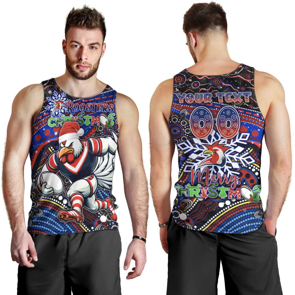 Merry Christmas Sydney Roosters Men Tank Top Aboriginal Santa Rugby Mascot - Tricolours