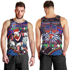 Merry Christmas Sydney Roosters Men Tank Top Aboriginal Santa Rugby Mascot - Tricolours
