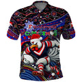 Merry Christmas Sydney Roosters Polo Shirt Aboriginal Santa Rugby Mascot - Tricolours