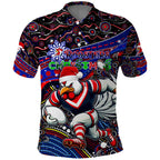 Merry Christmas Sydney Roosters Polo Shirt Aboriginal Santa Rugby Mascot - Tricolours