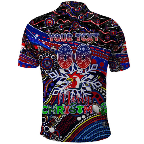 Merry Christmas Sydney Roosters Polo Shirt Aboriginal Santa Rugby Mascot - Tricolours