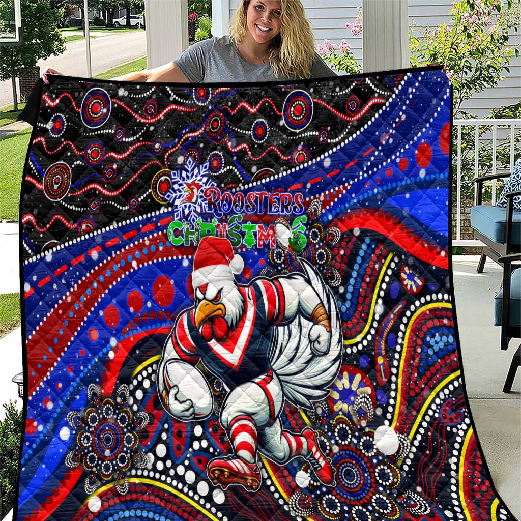 Merry Christmas Sydney Roosters Quilt Aboriginal Santa Rugby Mascot - Tricolours