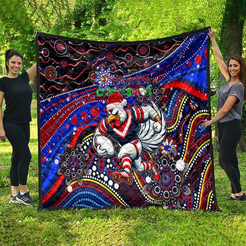 Merry Christmas Sydney Roosters Quilt Aboriginal Santa Rugby Mascot - Tricolours