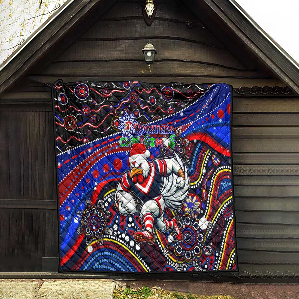 Merry Christmas Sydney Roosters Quilt Aboriginal Santa Rugby Mascot - Tricolours