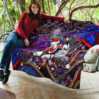 Merry Christmas Sydney Roosters Quilt Aboriginal Santa Rugby Mascot - Tricolours