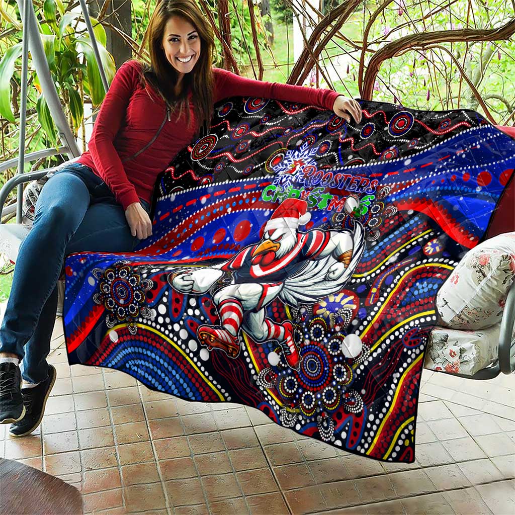 Merry Christmas Sydney Roosters Quilt Aboriginal Santa Rugby Mascot - Tricolours