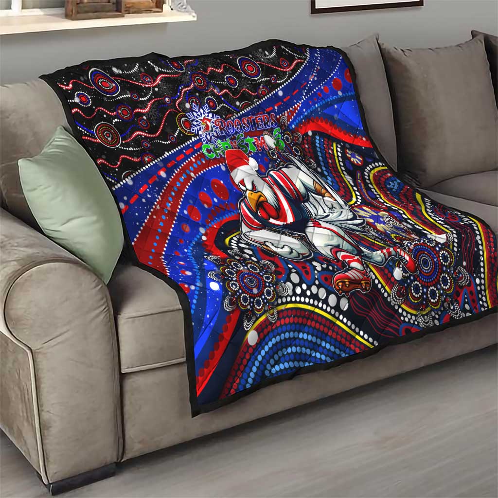 Merry Christmas Sydney Roosters Quilt Aboriginal Santa Rugby Mascot - Tricolours