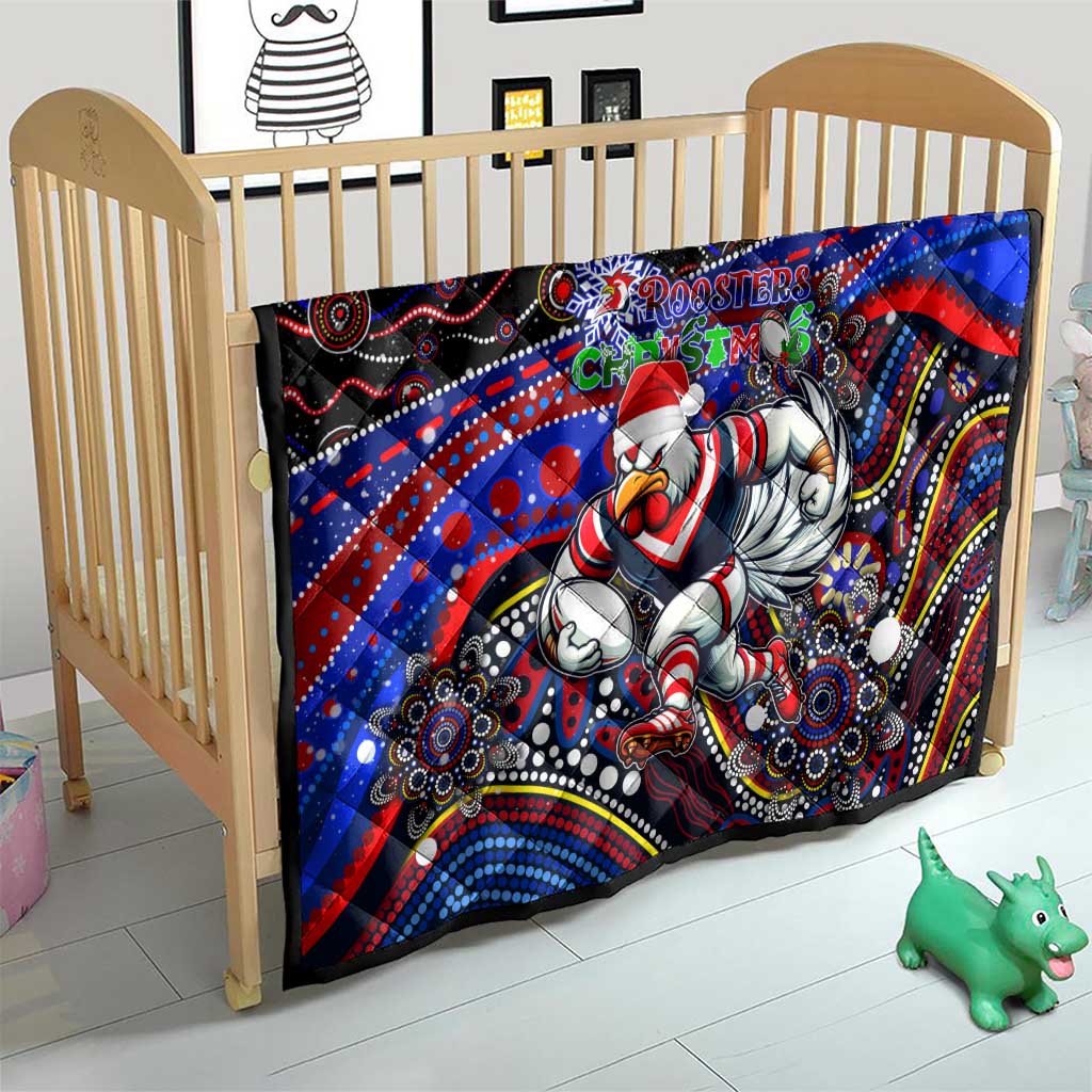 Merry Christmas Sydney Roosters Quilt Aboriginal Santa Rugby Mascot - Tricolours