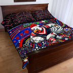 Merry Christmas Sydney Roosters Quilt Bed Set Aboriginal Santa Rugby Mascot - Tricolours