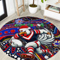Merry Christmas Sydney Roosters Round Carpet Aboriginal Santa Rugby Mascot - Tricolours