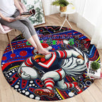 Merry Christmas Sydney Roosters Round Carpet Aboriginal Santa Rugby Mascot - Tricolours
