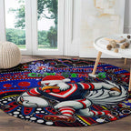 Merry Christmas Sydney Roosters Round Carpet Aboriginal Santa Rugby Mascot - Tricolours