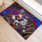 Merry Christmas Sydney Roosters Rubber Doormat Aboriginal Santa Rugby Mascot - Tricolours