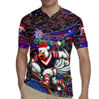 Merry Christmas Sydney Roosters Rugby Jersey Aboriginal Santa Rugby Mascot - Tricolours