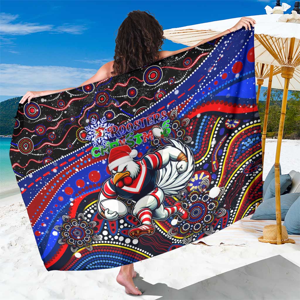 Merry Christmas Sydney Roosters Sarong Aboriginal Santa Rugby Mascot - Tricolours