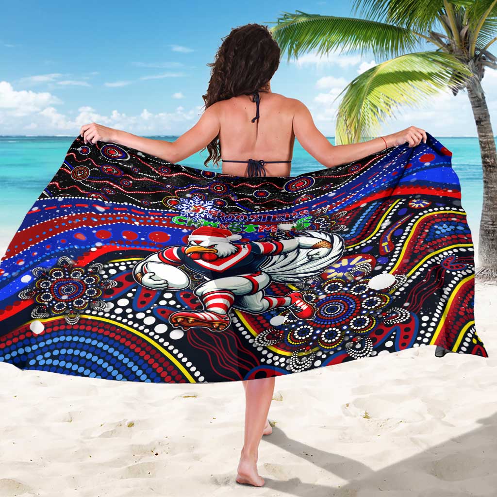 Merry Christmas Sydney Roosters Sarong Aboriginal Santa Rugby Mascot - Tricolours
