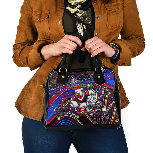 Merry Christmas Sydney Roosters Shoulder Handbag Aboriginal Santa Rugby Mascot - Tricolours