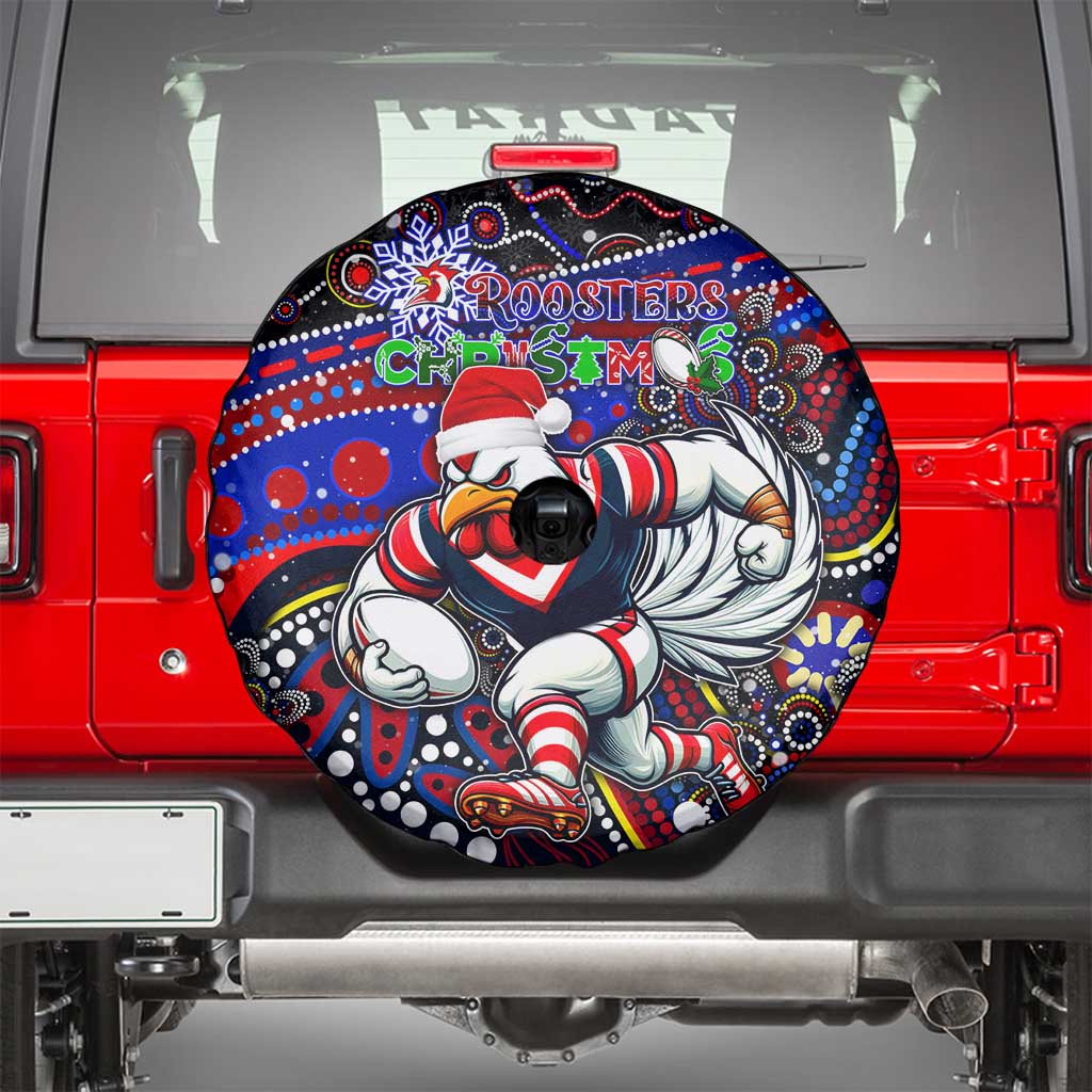 Merry Christmas Sydney Roosters Spare Tire Cover Aboriginal Santa Rugby Mascot - Tricolours