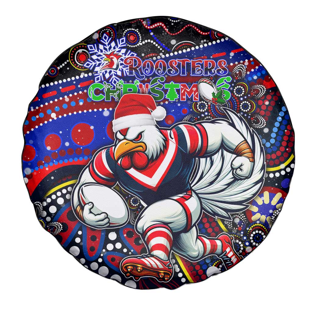 Merry Christmas Sydney Roosters Spare Tire Cover Aboriginal Santa Rugby Mascot - Tricolours