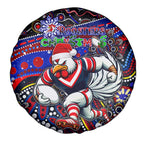 Merry Christmas Sydney Roosters Spare Tire Cover Aboriginal Santa Rugby Mascot - Tricolours