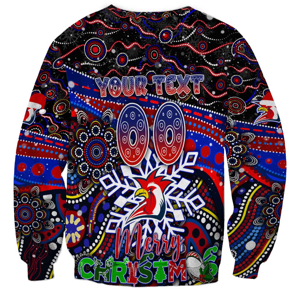 Merry Christmas Sydney Roosters Sweatshirt Aboriginal Santa Rugby Mascot - Tricolours
